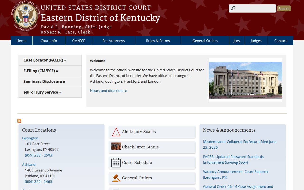 Ewing criminal records and the Eastern District of Kentucky