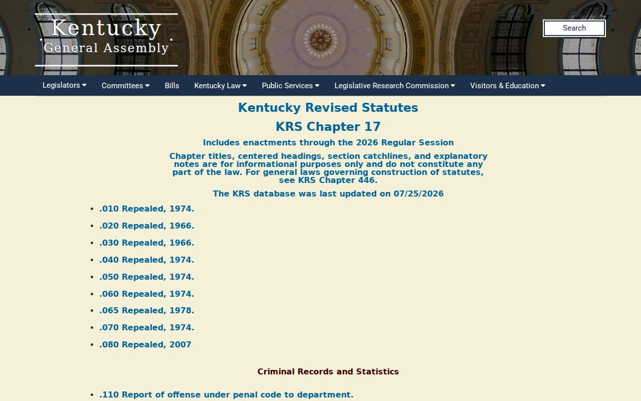 Fleming County sex offender registry duties under Kentucky KRS Chapter 17