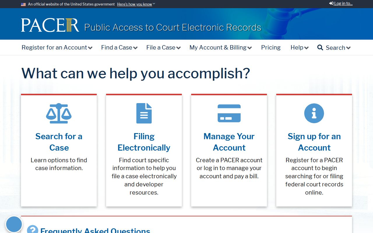 Flemingsburg criminal records through the official federal PACER service