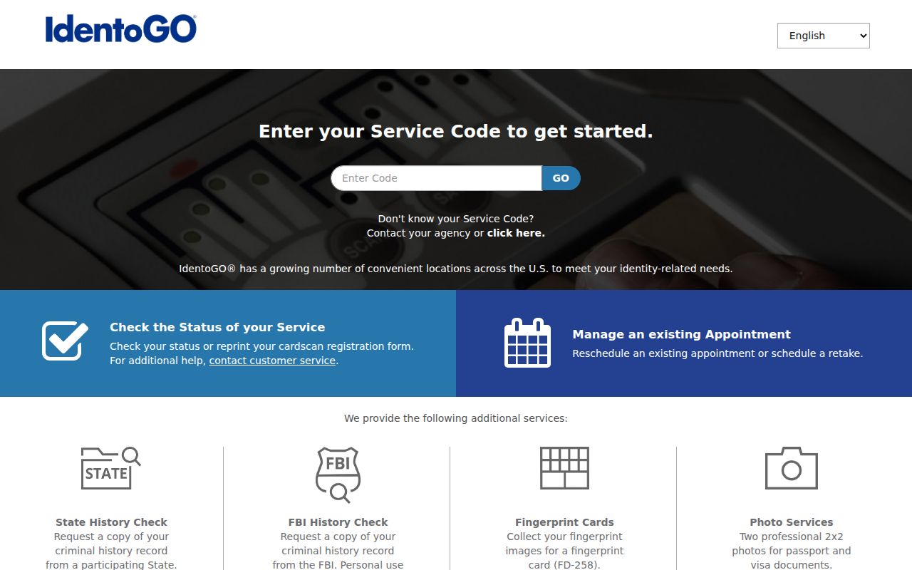 Fleming County criminal history fingerprint enrollment through official IdentoGO
